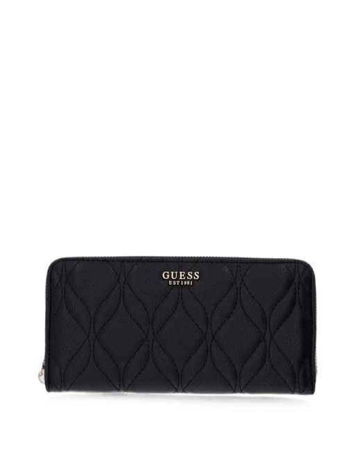 Guess Black Quilted Logo-Detail Wallet