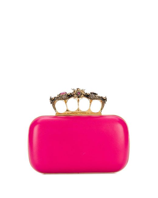 alexander mcqueen pink clutch