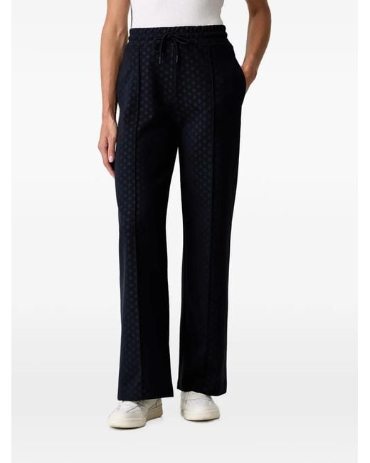 Guess Black Monogram-Pattern Drawstring Track Pants