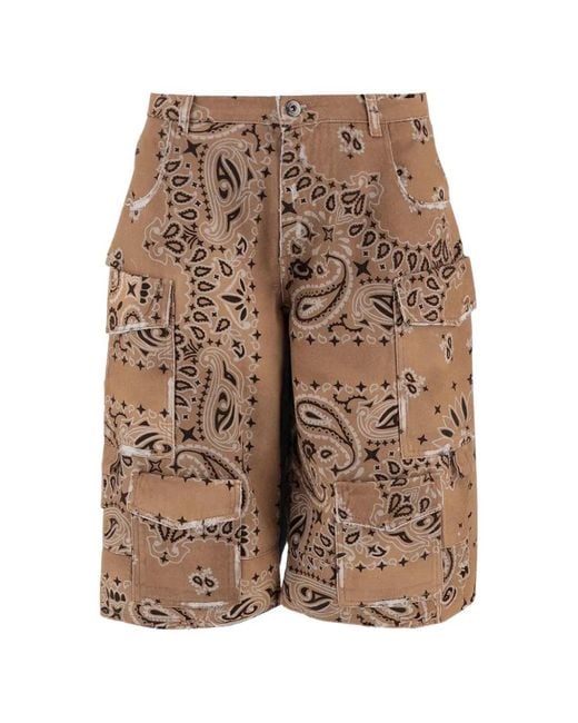 DON'T @ ME Natural Bandana-Print Denim Shorts