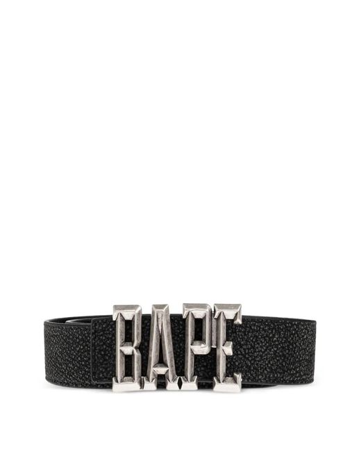 A Bathing Ape White Ceinture En Cuir À Boucle Logo for men