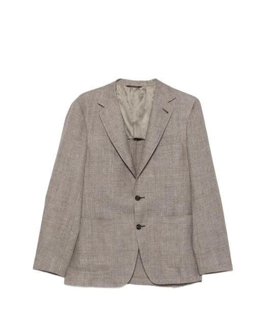 Canali Gray Notched-Lapel Single-Breasted Blazer for men