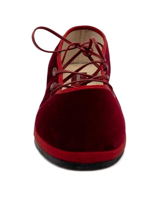 Gondolina Red Batea Lace-Up Ballet Flats