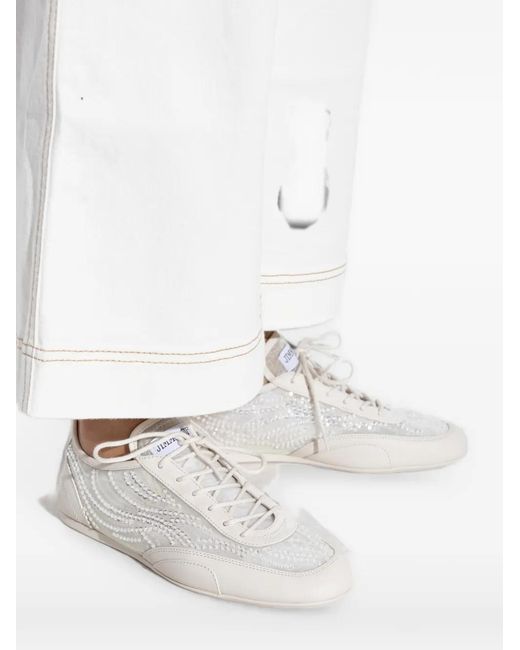 Jimmy Choo White Sunny F Sequin-Embellished Sneakers