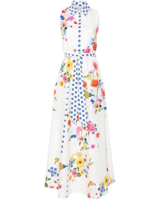 Paloma floral-print maxi dress Borgo De Nor de color White