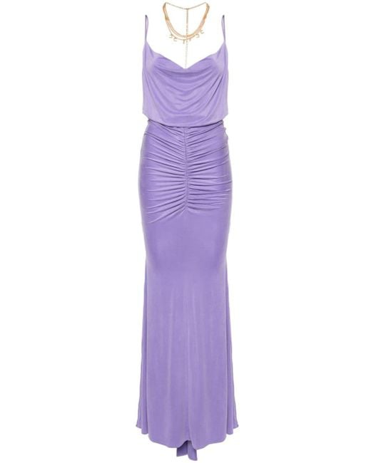 Elisabetta Franchi Gedrapeerde Maxi-jurk in het Purple
