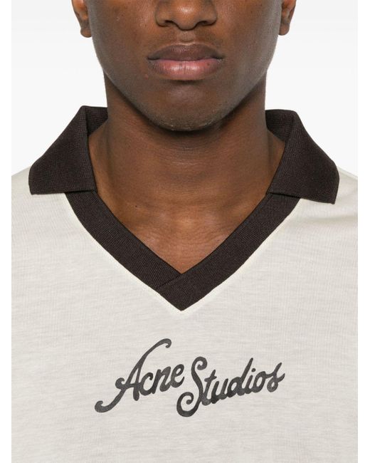 Camiseta con logo estampado Acne de hombre de color White
