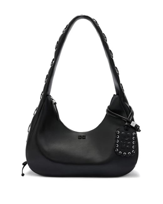 Ganni Black Medium Laces Shoulder Bag