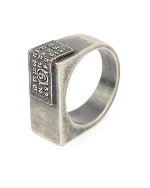 MM6 by Maison Margiela Gray Numbers-Motif Ring