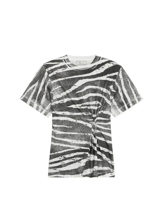 Blumarine Gray Print Metal Detail T-Shirt