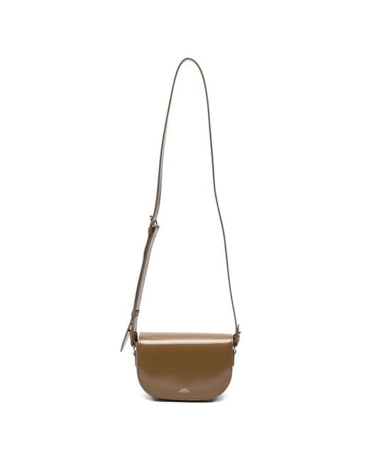 A.P.C. White Sac À Bandoulière Demi-Lune En Cuir Verni