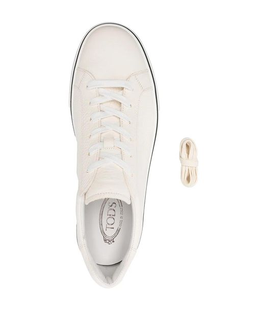 Tod's White Contrast-Trim Low-Top Sneakers for men