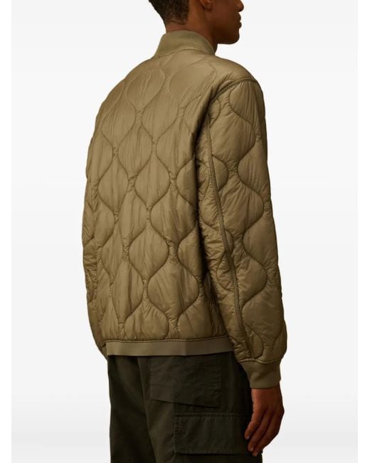 C P Company Green Quilted Bomber Jacket for men