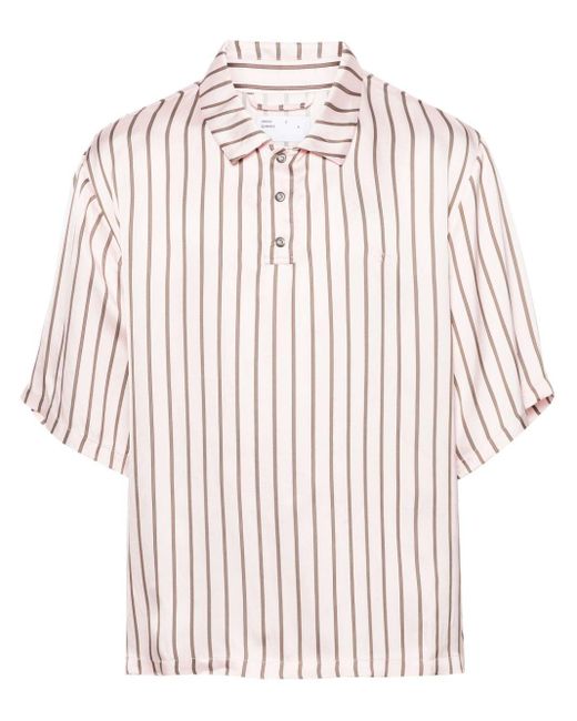 4SDESIGNS White Striped Satin Polo Shirt for men