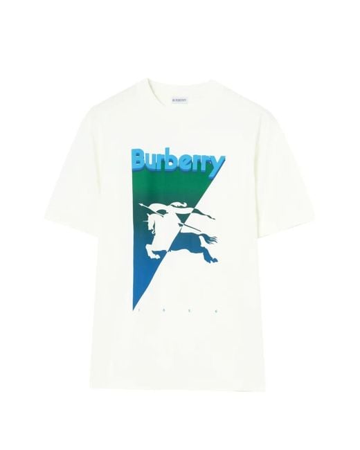 Burberry Blue Ekd Cotton T-Shirt for men