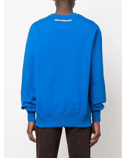 Honey Fucking Dijon White Two-Tone Logo-Print Sweatshirt