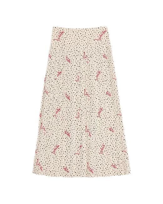 Valentino Garavani Natural Plusdepois Bubble Print Crepe De Chine Long Skirt