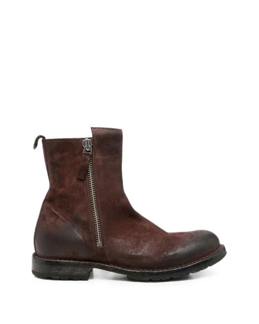 Moma Brown Tuscany Wine Distressed Side-Zip Boots for men