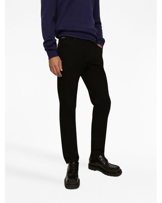 Dolce & Gabbana Slim-Fit-Jeans mit Logo-Schild in Black für Herren