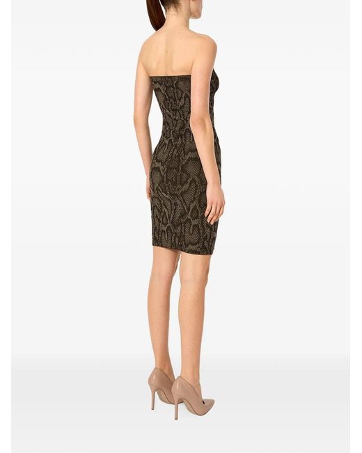 Wolford Brown Python-Print Shimmering Midi Dress