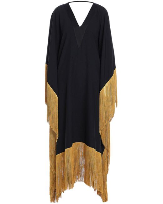 ‎Taller Marmo Blue Very Ross Fringed Kaftan Dress