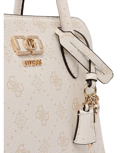 Guess Natural Emelie Monogram-Print Logo-Plaque Tote Bag