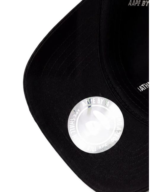 Aape By A Bathing Ape Black Logo-Embroidered Baseball Cap