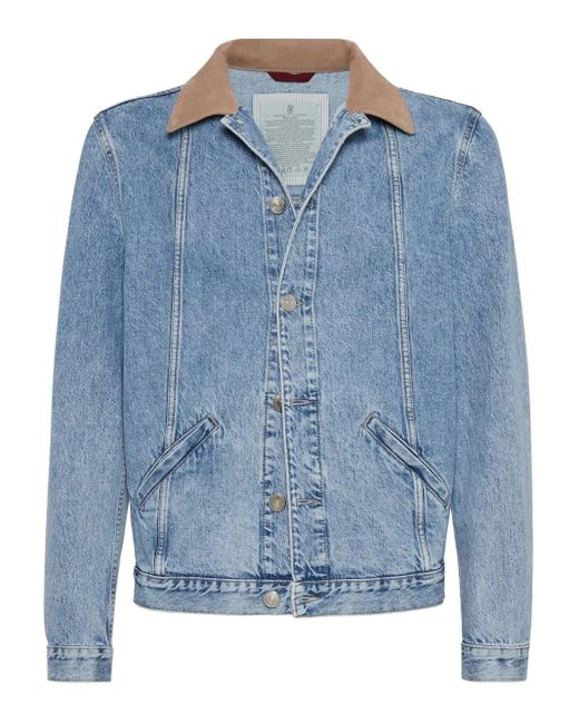 Brunello Cucinelli Denim Jack in het Blue voor heren