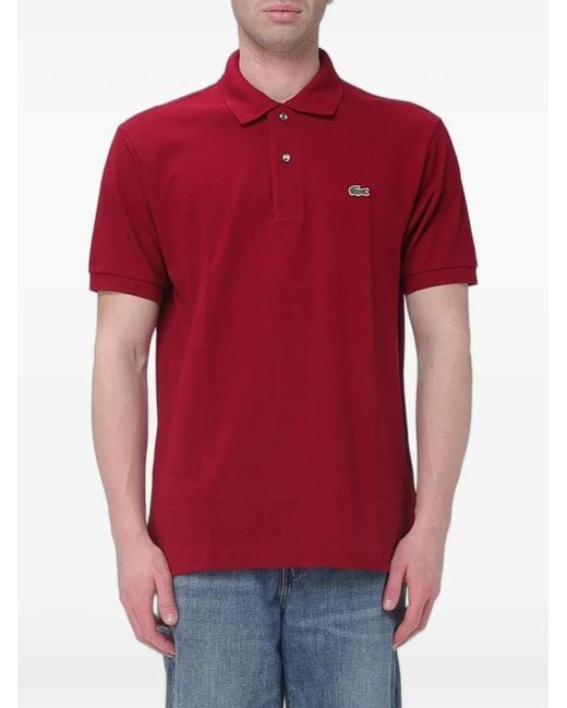 Lacoste Red Logo-Patch Piqué Polo Shirt for men