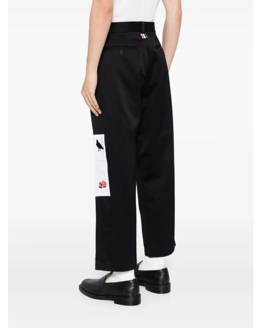 Thom Browne Black Patchwork Chino Trousers for men