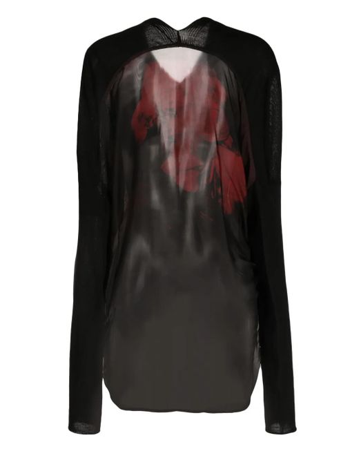 Masnada Black Abstract-Print Wool Blouse