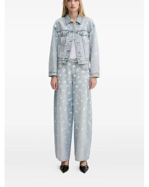 Miss Sixty Blue Lip-Print Sequin Jeans