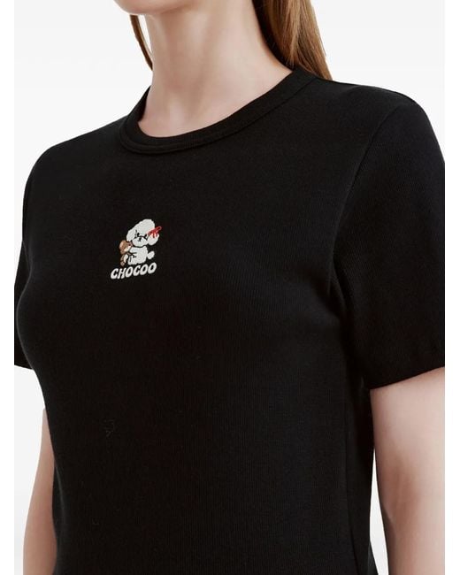 Chocoolate Black T-Shirt À Logo Brodé