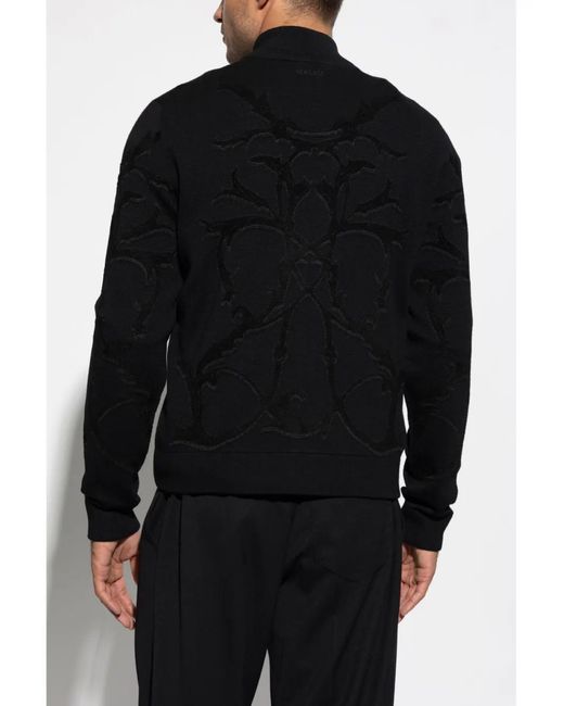 Versace Black Zip-Up Cardigan for men