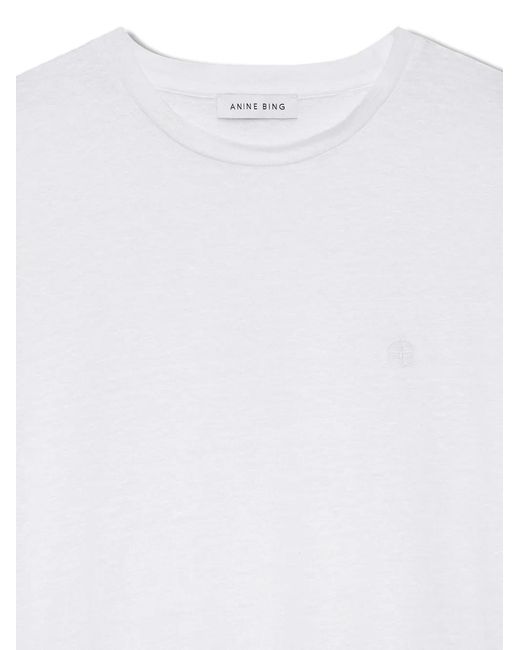 Anine Bing White T-Shirt Cade À Logo Brodé