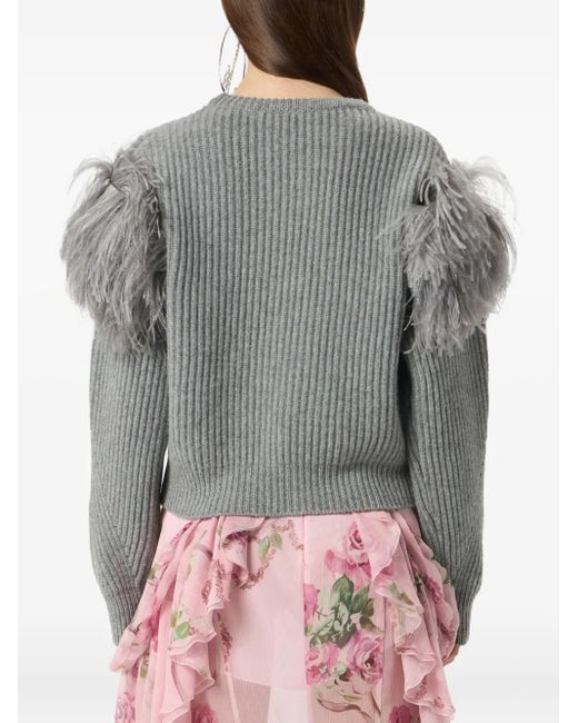Blumarine Gray Wool Sweater