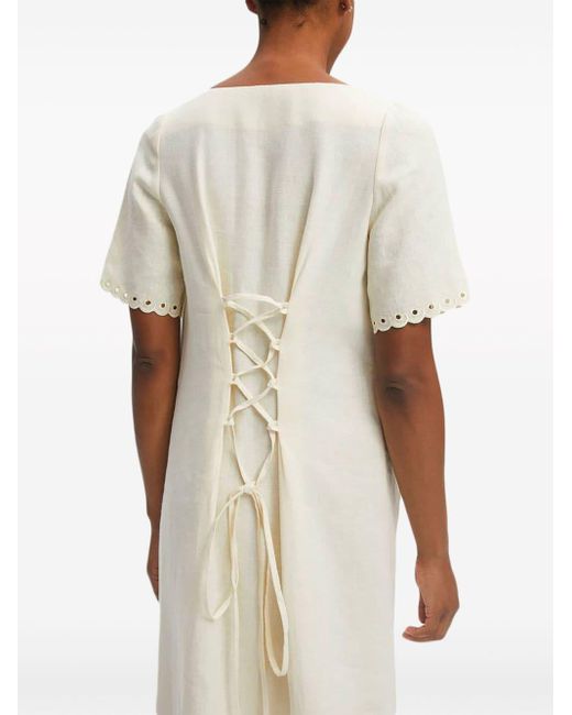 Sleeper White Sofia Embroidered Linen Dress
