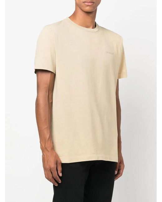 Off-White c/o Virgil Abloh Natural Logo-Print Short-Sleeve T-Shirt for men