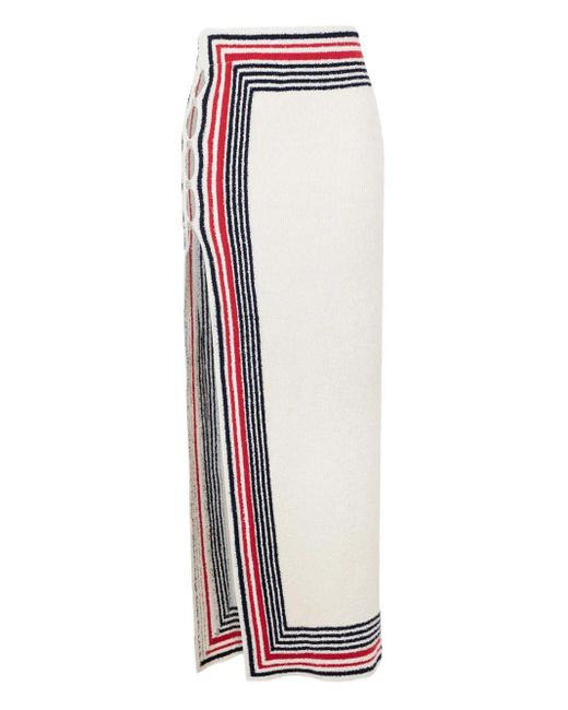 Rabanne White Gestreifter Strickrock