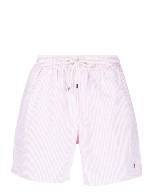 Polo Ralph Lauren Zwembroek Met Geborduurd Logo in het Roze voor heren |  Lyst NL