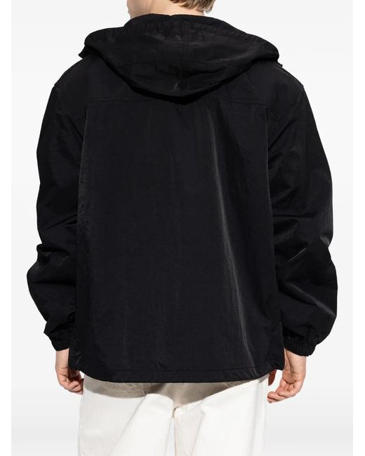 KENZO Black Logo-Embroidered Hooded Jacket for men