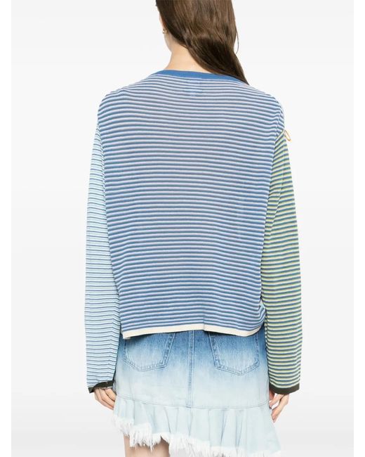 YANYAN KNITS Blue Striped Floral Knitwear