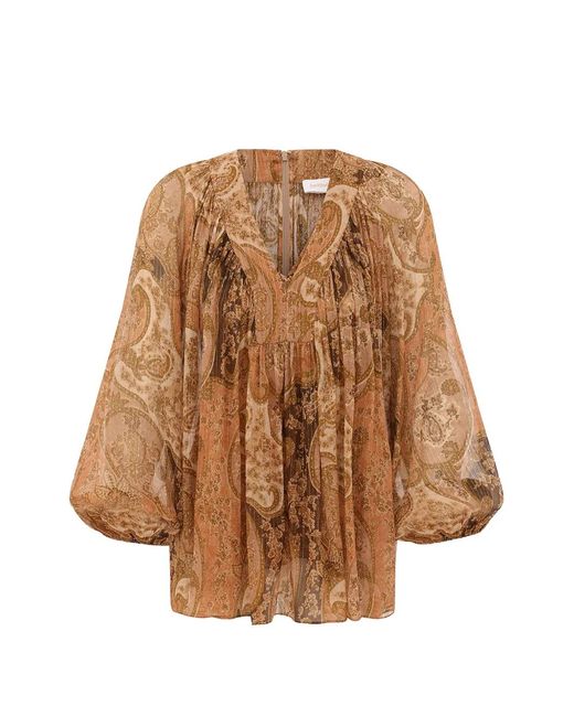 Zimmermann Brown Carousel Batwing Top