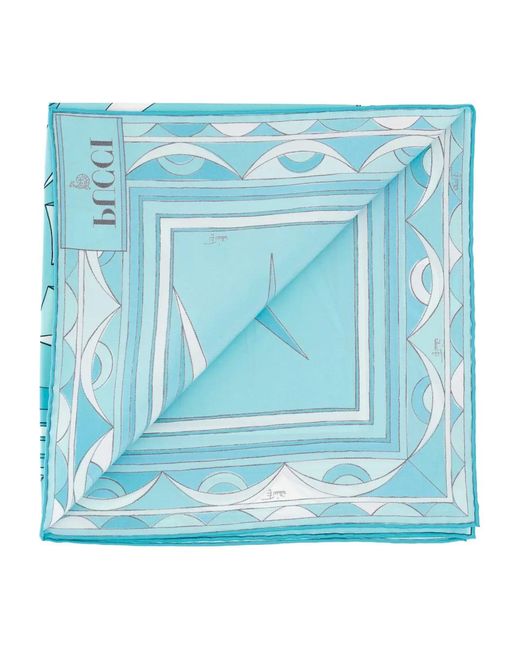 Emilio Pucci Blue Foulard En Soie