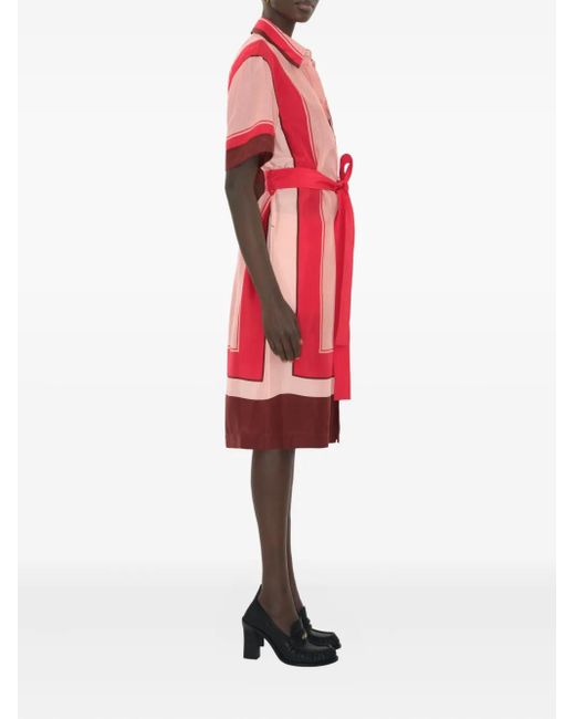 Burberry Red Silk Shirt Dress