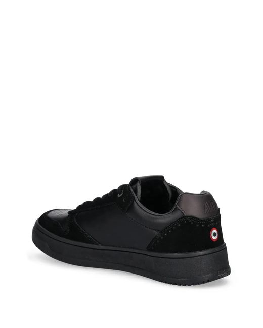 Aeronautica Militare Black Perforated Panelled Sneakers for men