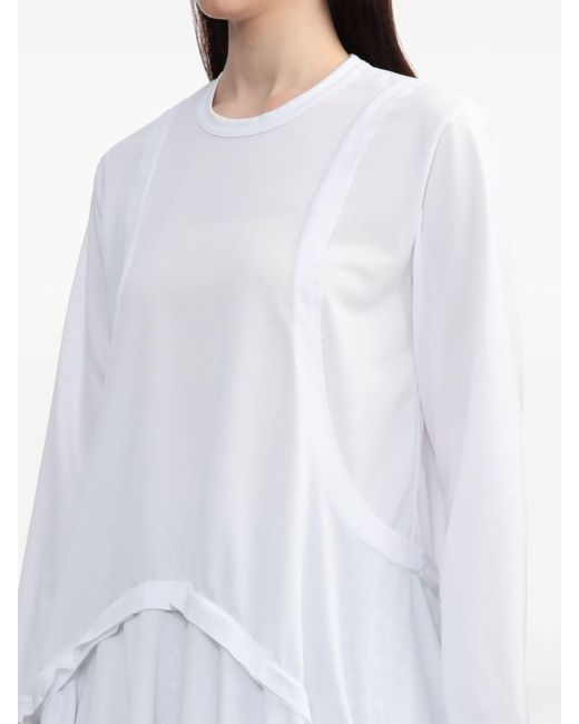 Comme des Garçons White Gestuftes T-Shirtkleid mit Rundhalsausschnitt