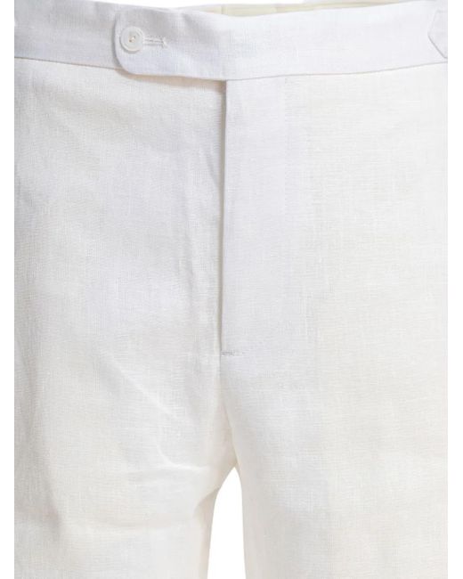 Bode White Crochet-Insert Linen Trousers for men