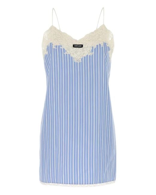 Miu Miu Blue Minikleid mit Spitzenbesatz