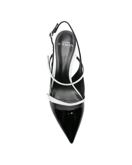 Alexandre Birman White Patent-Leather Slingback Pumps